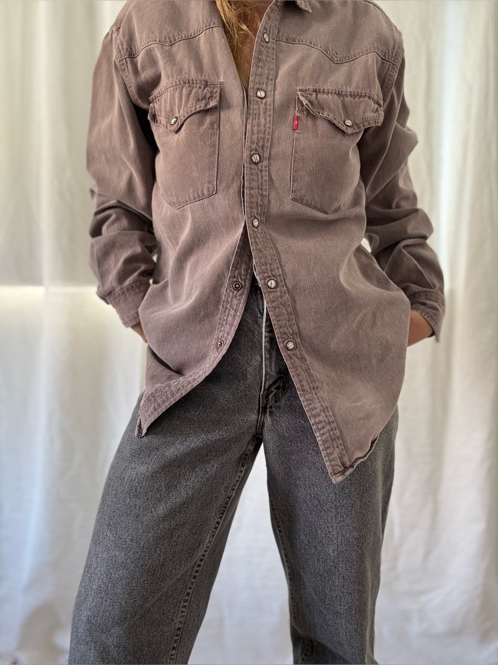 Vintage Levi’s Western snap shirt 90s workwear coloured denim